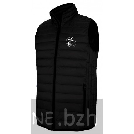 DOUDOUNE NOIRE LEGERE SANS MANCHES  FEMME HERMINE BLANCHE