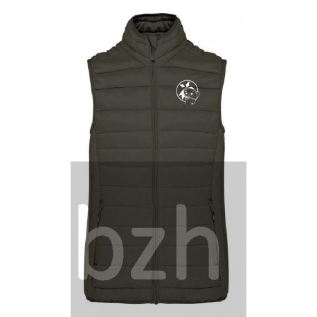 DOUDOUNE KAKI LEGERE SANS MANCHES  FEMME HERMINE BLANCHE