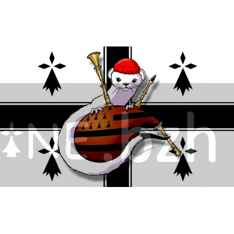 DRAPEAU KROAZ DU HERMINE AU BONNET ROUGE